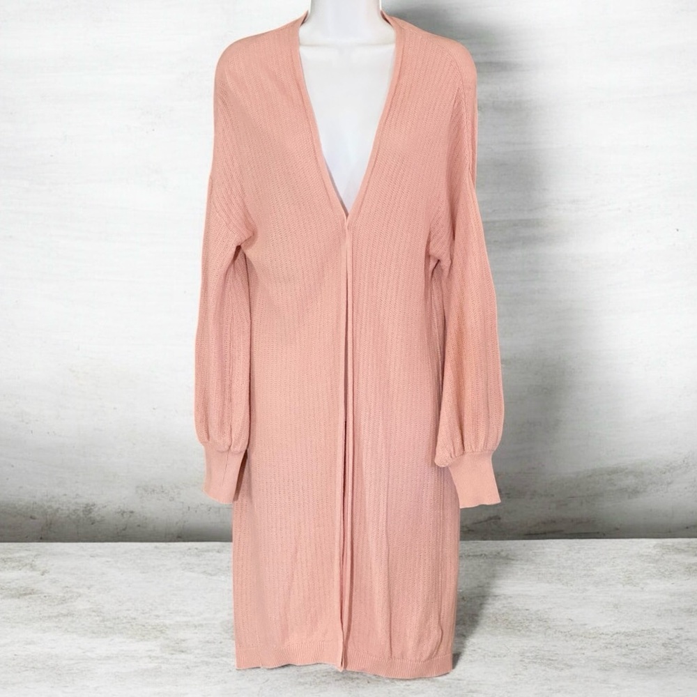 Wild Fable Pink Longline Duster Cardigan S Oversized Cotton Cottagecore Boho - Picture 7 of 9